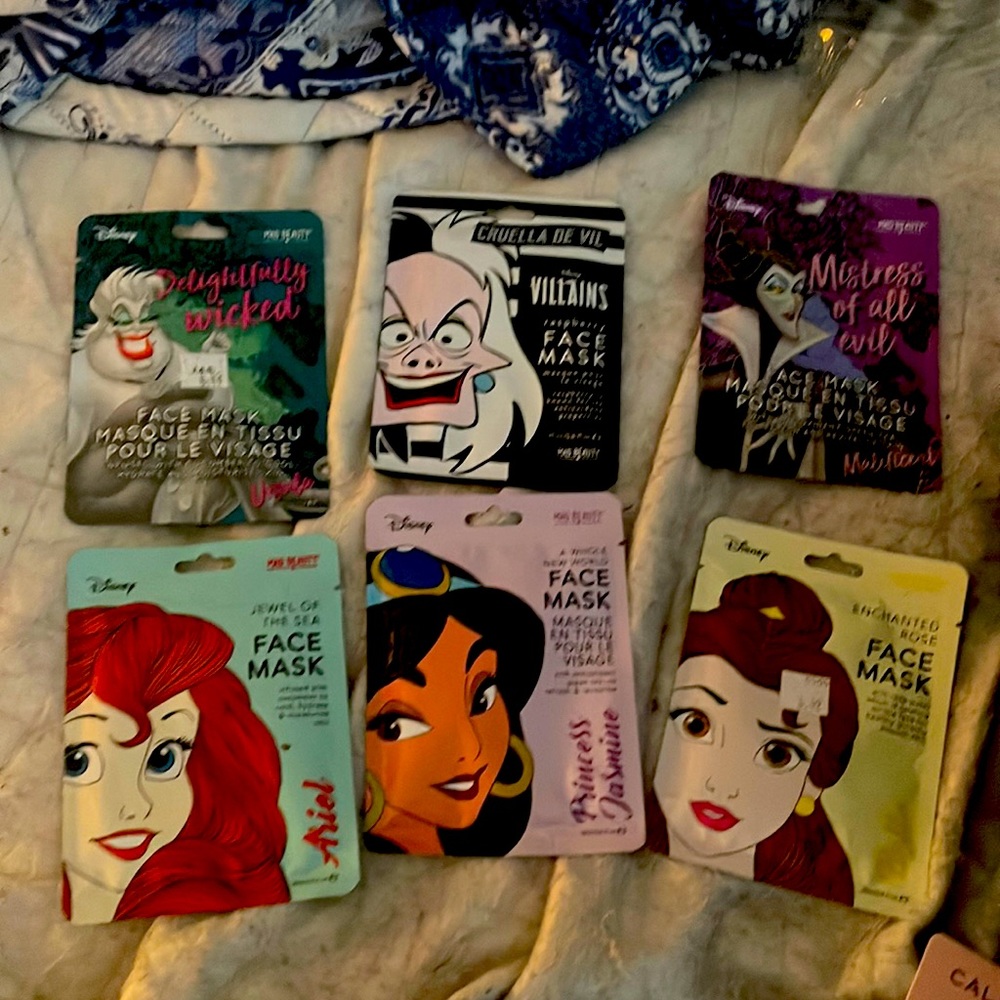 Disney princess and villains face mask for skin I have six of them